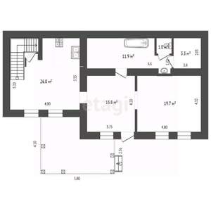 2-к квартира, вторичка, 88м2, 1/3 этаж