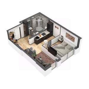 1-к квартира, строящийся дом, 43м2, 1/7 этаж