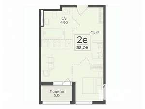 Студия квартира, строящийся дом, 52м2, 2/15 этаж