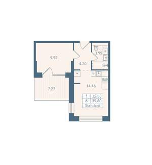 1-к квартира, вторичка, 40м2, 2/8 этаж