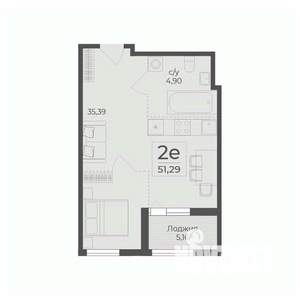 2-к квартира, строящийся дом, 51м2, 7/7 этаж