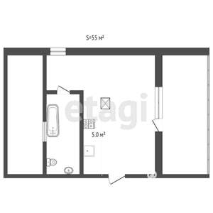Студия квартира, вторичка, 55м2, 1/4 этаж