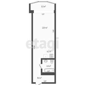 1-к квартира, вторичка, 34м2, 3/15 этаж
