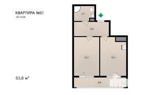 2-к квартира, сданный дом, 54м2, 7/8 этаж