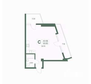 Студия квартира, вторичка, 56м2, 5/9 этаж