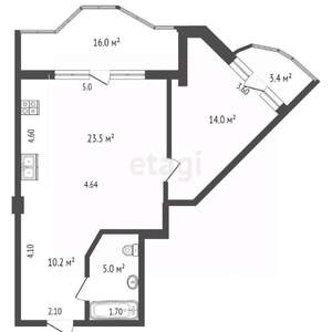 2-к квартира, вторичка, 75м2, 7/13 этаж