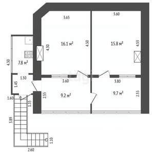 2-к квартира, вторичка, 59м2, 2/2 этаж