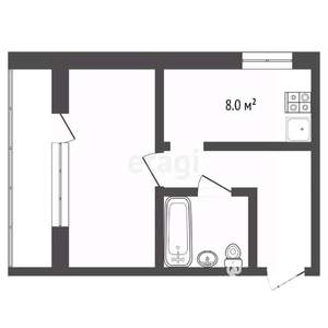 1-к квартира, вторичка, 44м2, 9/9 этаж