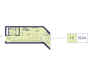 1-к квартира, вторичка, 25м2, 6/20 этаж