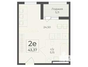 2-к квартира, вторичка, 43м2, 7/15 этаж
