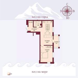 1-к квартира, вторичка, 47м2, 10/16 этаж