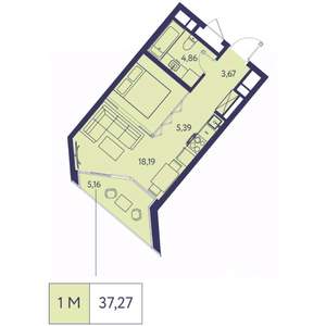 1-к квартира, вторичка, 37м2, 8/20 этаж