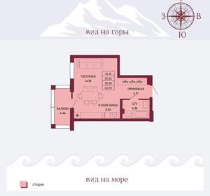 Студия квартира, вторичка, 31м2, 10/17 этаж