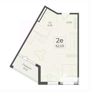 2-к квартира, вторичка, 62м2, 6/18 этаж
