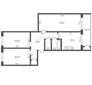 3-к квартира, вторичка, 61м2, 2/5 этаж