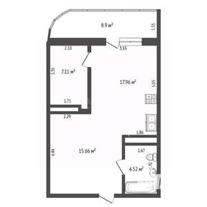 2-к квартира, вторичка, 54м2, 2/3 этаж