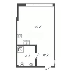 Студия квартира, вторичка, 38м2, 6/8 этаж