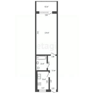 1-к квартира, вторичка, 34м2, 3/5 этаж