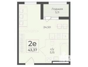 2-к квартира, вторичка, 43м2, 9/15 этаж