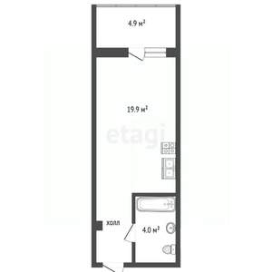Студия квартира, строящийся дом, 29м2, 2/8 этаж