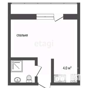 Студия квартира, вторичка, 37м2, 6/9 этаж