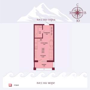 Студия квартира, вторичка, 31м2, 1/16 этаж