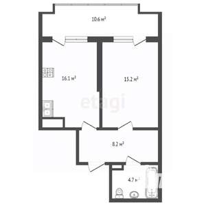 1-к квартира, вторичка, 54м2, 4/8 этаж