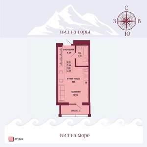 Студия квартира, вторичка, 31м2, 3/16 этаж