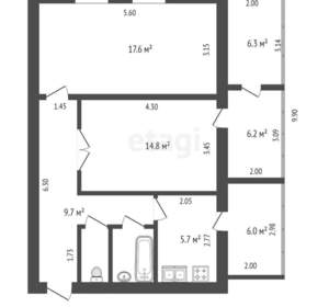2-к квартира, вторичка, 70м2, 1/4 этаж