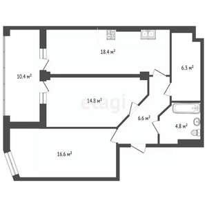 2-к квартира, вторичка, 77м2, 4/12 этаж