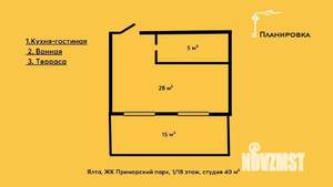 1-к квартира, вторичка, 40м2, 1/18 этаж