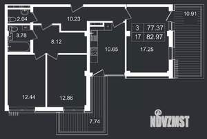 3-к квартира, вторичка, 83м2, 3/8 этаж