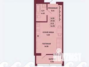 Студия квартира, вторичка, 31м2, 4/16 этаж