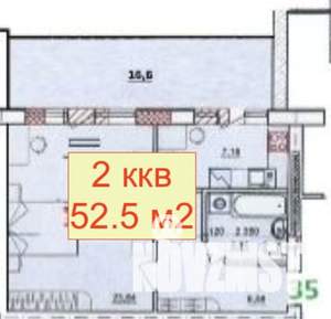 2-к квартира, вторичка, 53м2, 4/8 этаж