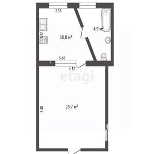 1-к квартира, вторичка, 38м2, 2/3 этаж