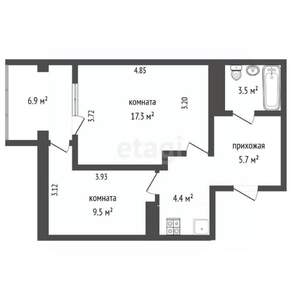 2-к квартира, вторичка, 45м2, 8/9 этаж