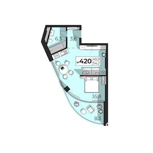 4-к квартира, строящийся дом, 54м2, 4/6 этаж