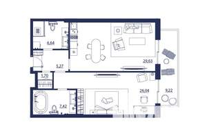 Студия квартира, строящийся дом, 86м2, 2/8 этаж