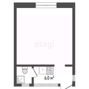 1-к квартира, вторичка, 24м2, 1/2 этаж