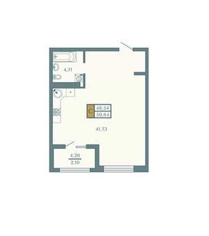 Студия квартира, вторичка, 51м2, 7/9 этаж