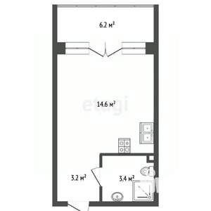 Студия квартира, вторичка, 26м2, 3/4 этаж