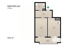 1-к квартира, строящийся дом, 55м2, 1/7 этаж