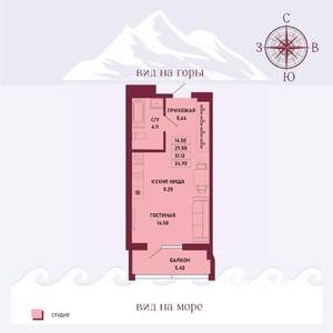 Студия квартира, вторичка, 31м2, 2/16 этаж