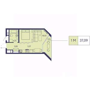 1-к квартира, вторичка, 37м2, 4/23 этаж