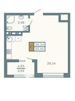 Студия квартира, вторичка, 38м2, 6/9 этаж