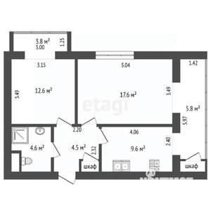 3-к квартира, вторичка, 89м2, 1/12 этаж