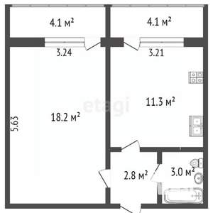1-к квартира, вторичка, 35м2, 4/5 этаж