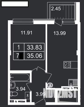 1-к квартира, сданный дом, 35м2, 2/8 этаж