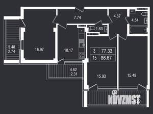 3-к квартира, вторичка, 87м2, 4/8 этаж