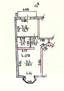 2-к квартира, вторичка, 54м2, 4/4 этаж